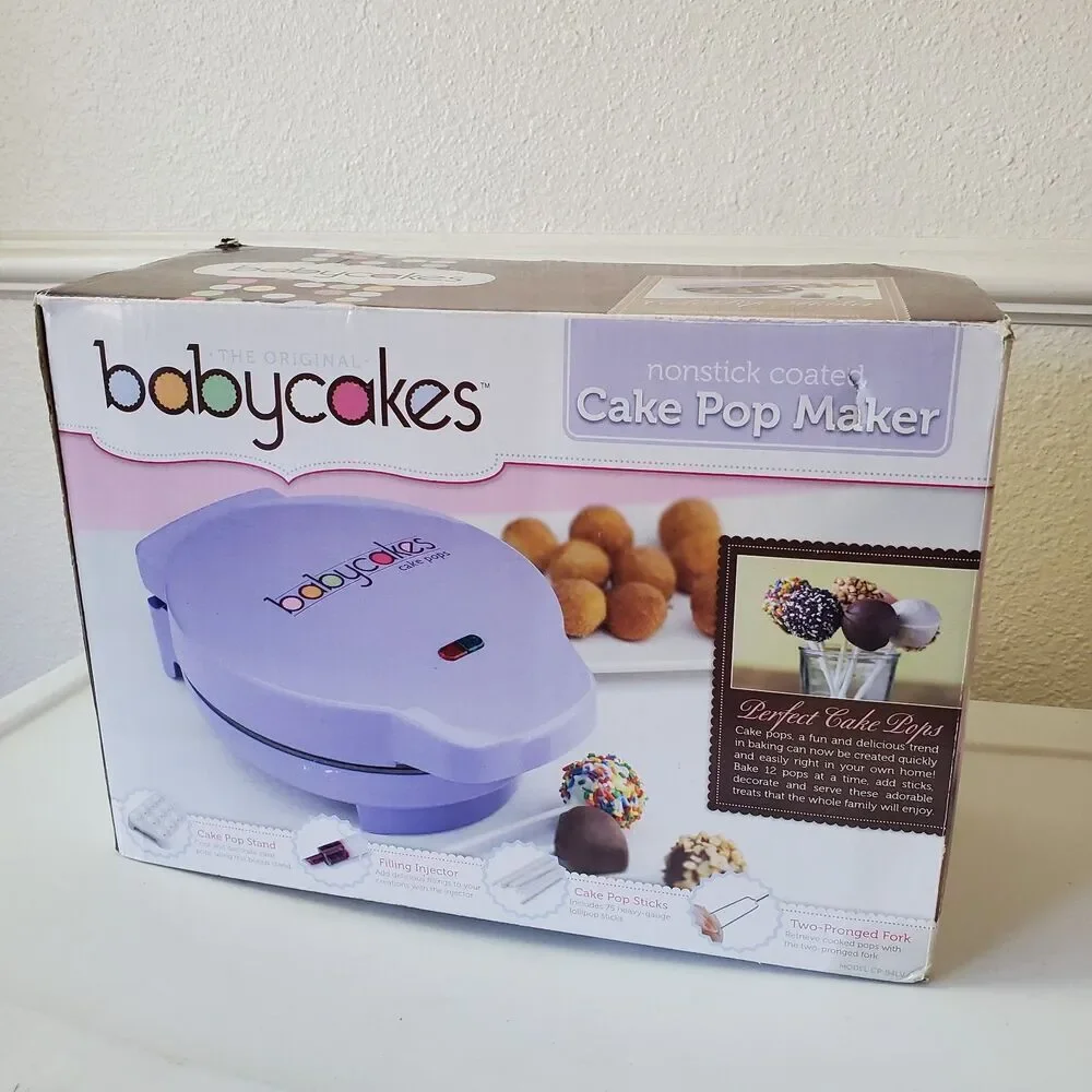Babycakes‎ Cake Pop Maker #CP-94LV, Stand, Filling Injector, Fork, Pop Sticks